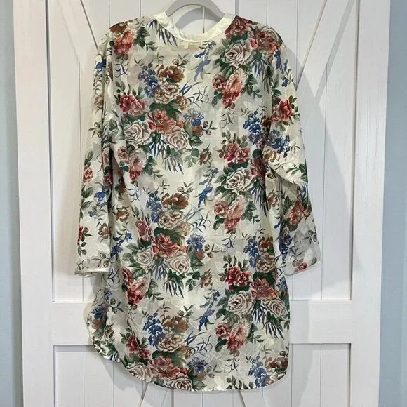 Victoria's Secret Vintage 90s Long Sleeve Dark Floral Opaque Kimono Robe Small - Picture 5 of 7